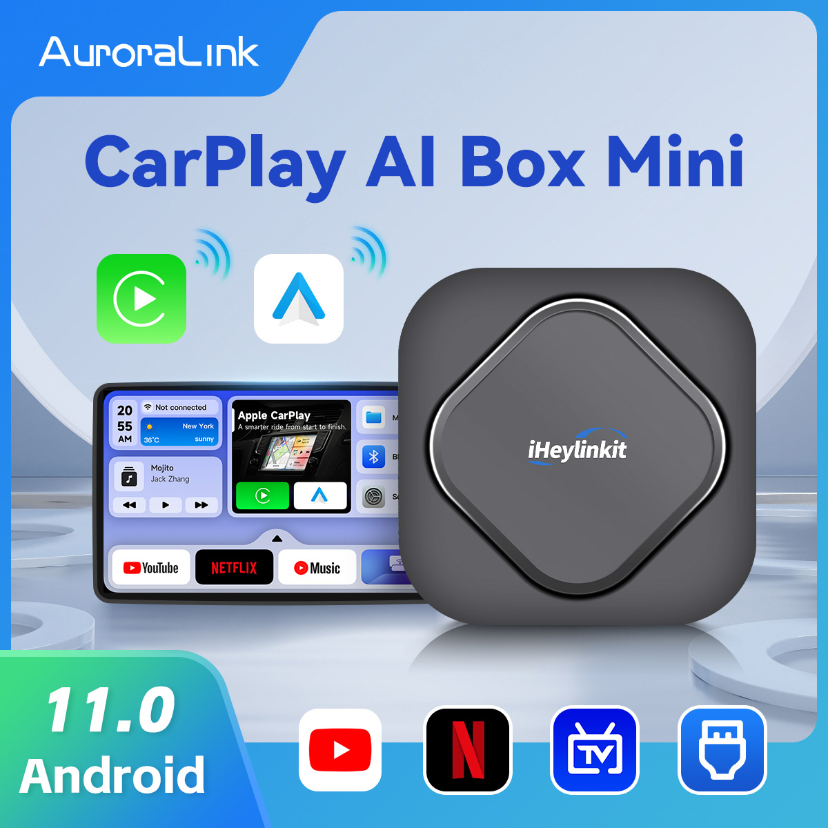 CP-Z1 Wireless Carplay Android Auto with Youtube/Netflix TV Live